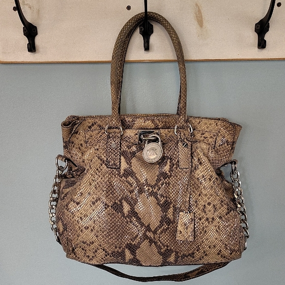 🐍 Michael Kors Python Shoulder Bag, Purse. With Lock. - Picture 1 of 16